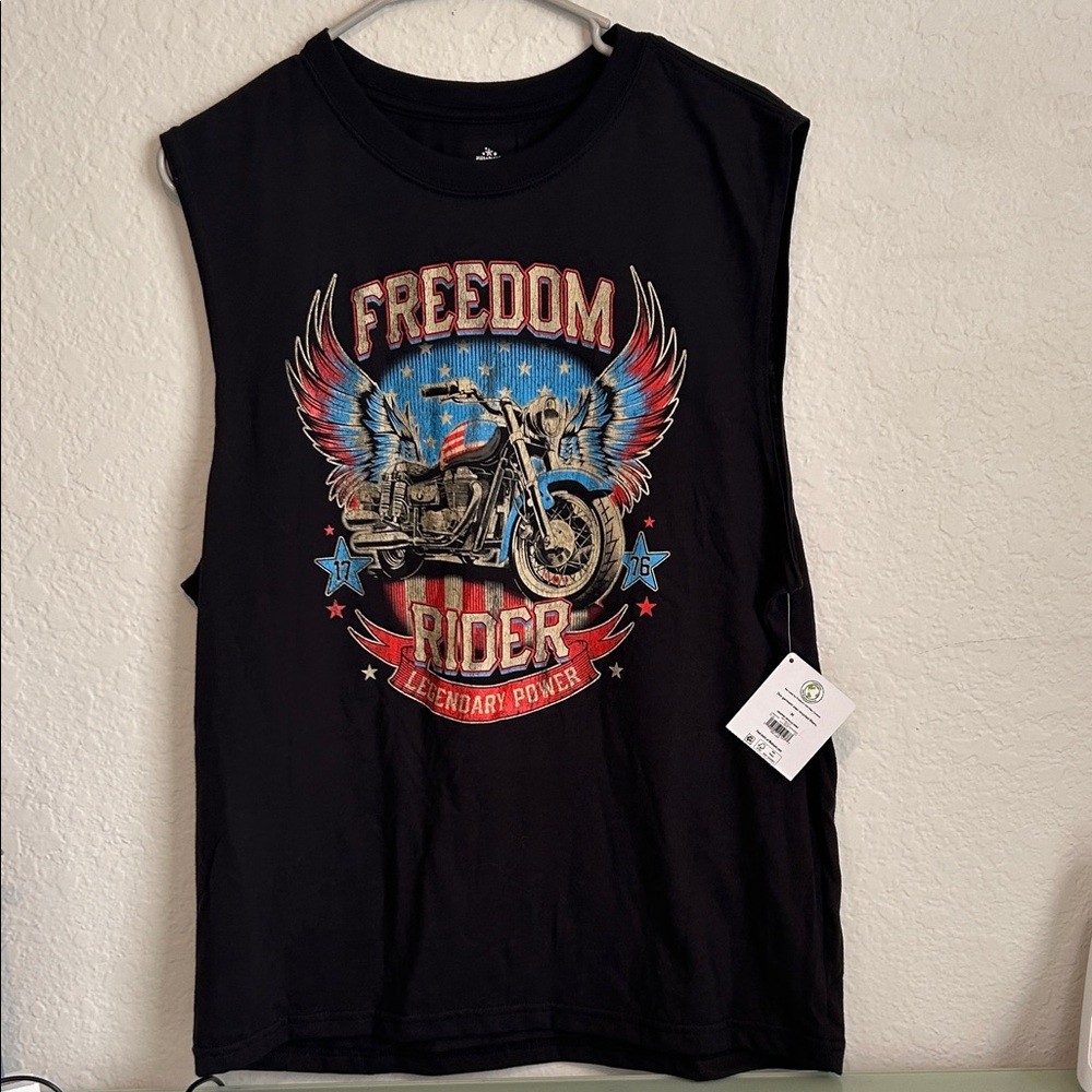 Freedom Rider Black Sleeveless Tee - NWT